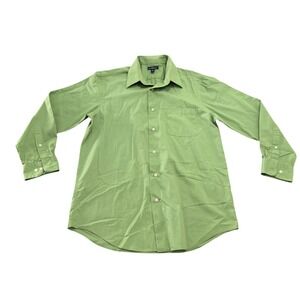 Croft & Barrow Button Up Dress Shirt Mens M 15.5 32/33 Green Long Sleeve Regular